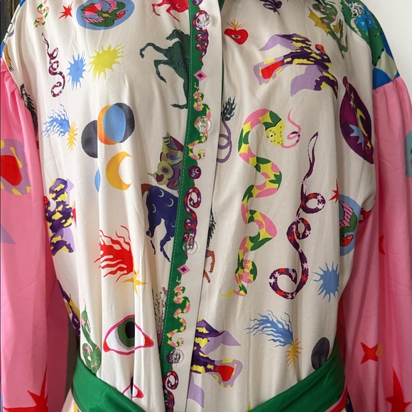 2 Bohemian Patchwork Maxi Dresses with Green Sash - Picture 12 of 15